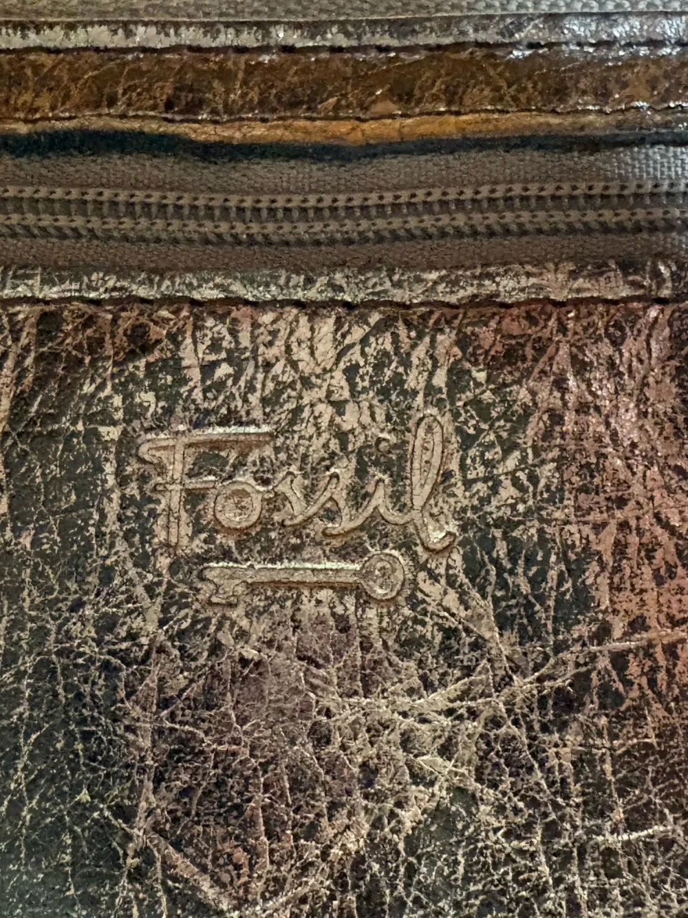 Fossil metallic pewter leather zip-around clutch wallet , NWT